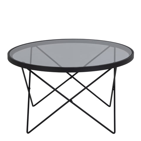 Cuxton Black Coffee Table, with Smoked Glass Top