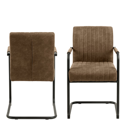 Adele Dining Chair in Light Brown Fabric Set of 2