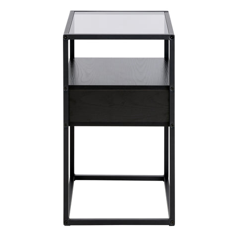 Randolf Bedside Table in Black with Smoked Glass