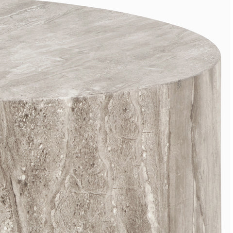 Dice Round Coffee Table Set in Grey Marble Effect