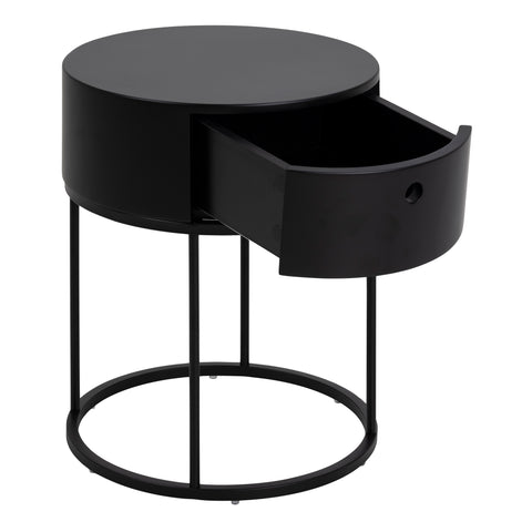 Polo Round Bedside Table in Black