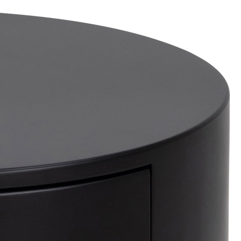 Polo Round Bedside Table in Black