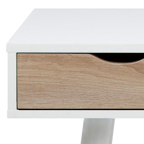 Neptun 3 Drawer Desk in White with 3 Oak Drawers