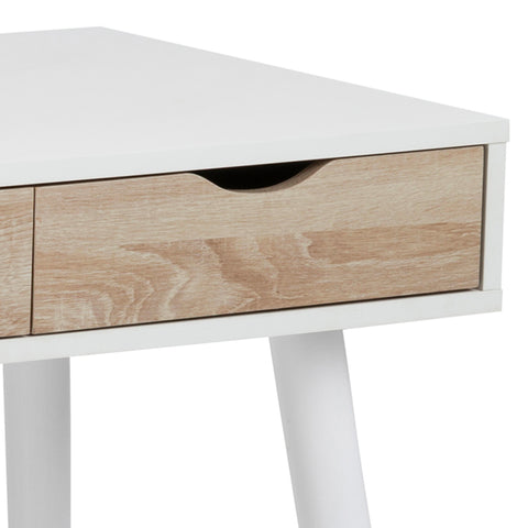 Neptun 3 Drawer Desk in White with 3 Oak Drawers