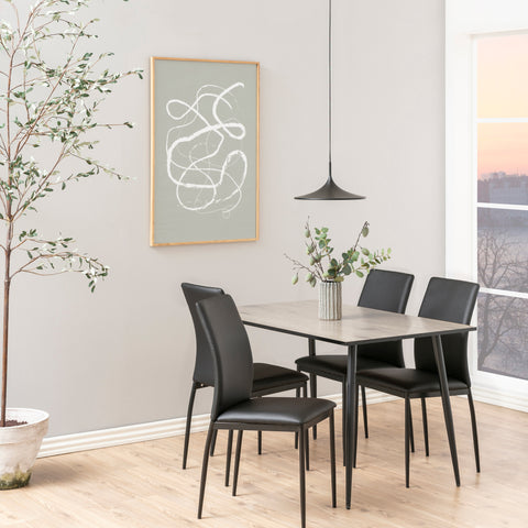 Wilma Dining Table with White Oak Top & Black Legs