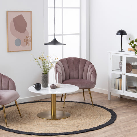 Corby Round Coffee Table with White Marble Effect Top & Gold Base