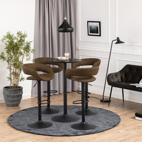 Ibiza Tall Round Bar Table with Black Ash Top and Matt Black Base