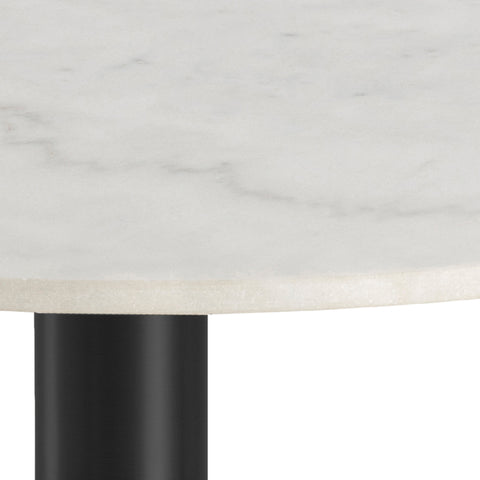 Corby Round Dining Table with White Marble Effect Top & Black Base