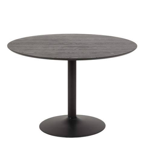 Ibiza Round Dining Table with Black Ash Top and Matt Black Base