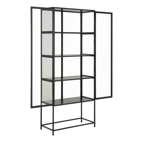 Seaford Tall Black Metal 2 Door Display Cabinet