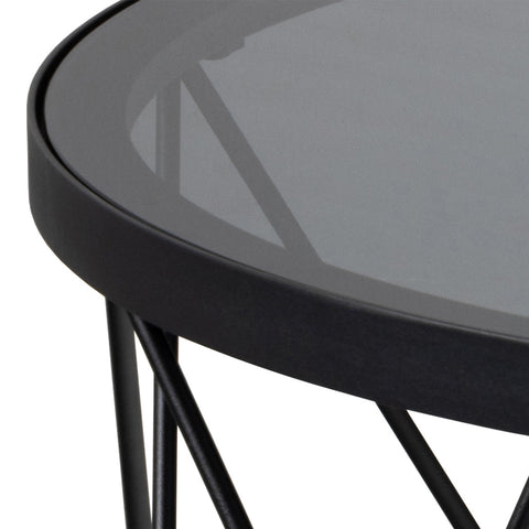 Halstow Coffee Table in Black with Smoked Glass Top