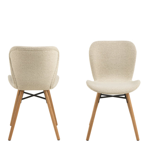 Batilda Dining Chairs with Cream Fabric and Oak Set of 2